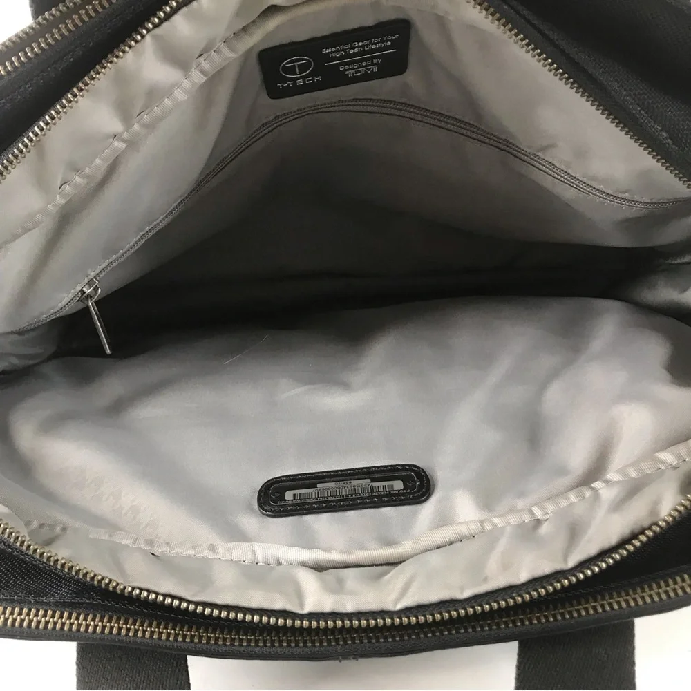 TUMI BLACK LEATHER NYLON BRIEF CASE LAPTOP COMPUTER MESSENGER CROSSBODY BAG